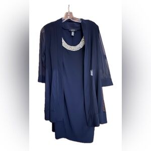 Navy Mother of the Bride /Groom dress and sheer jacket size 6